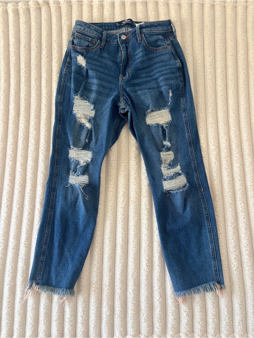 Hollister Dark Blue Distressed Boyfriend Jeans